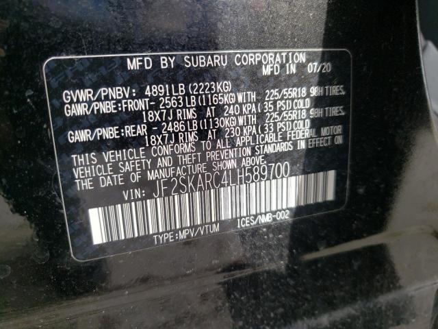 Photo 10 from auction – 2020 SUBARU FORESTER with VIN JF2SKARC4LH589700