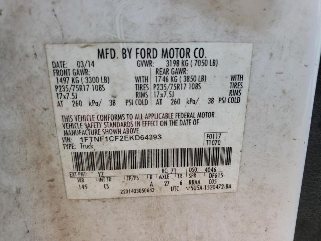 Photo 10 from auction – 2014 FORD F150 with VIN 1FTNF1CF2EKD64393
