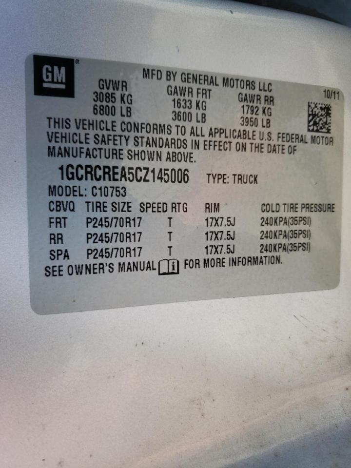Photo 10 from auction – 2012 CHEVROLET SILVERADO with VIN 1GCRCREA5CZ145006