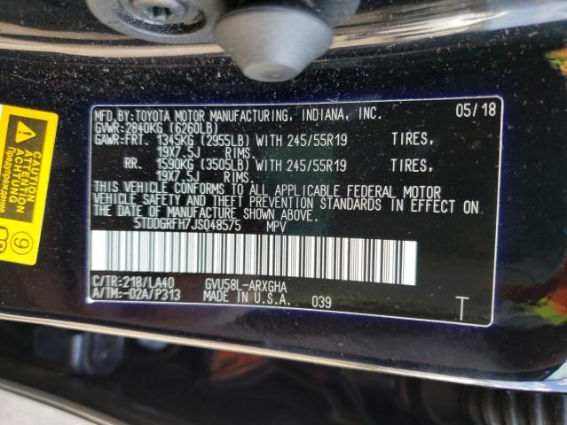 Photo 10 from auction – 2018 TOYOTA HIGHLANDER with VIN 5TDDGRFH7JS048575