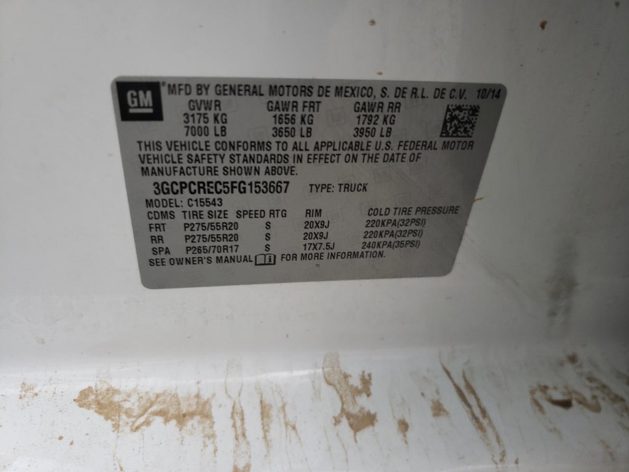 Photo 10 from auction – 2015 CHEVROLET SILVERADO with VIN 3GCPCREC5FG153667