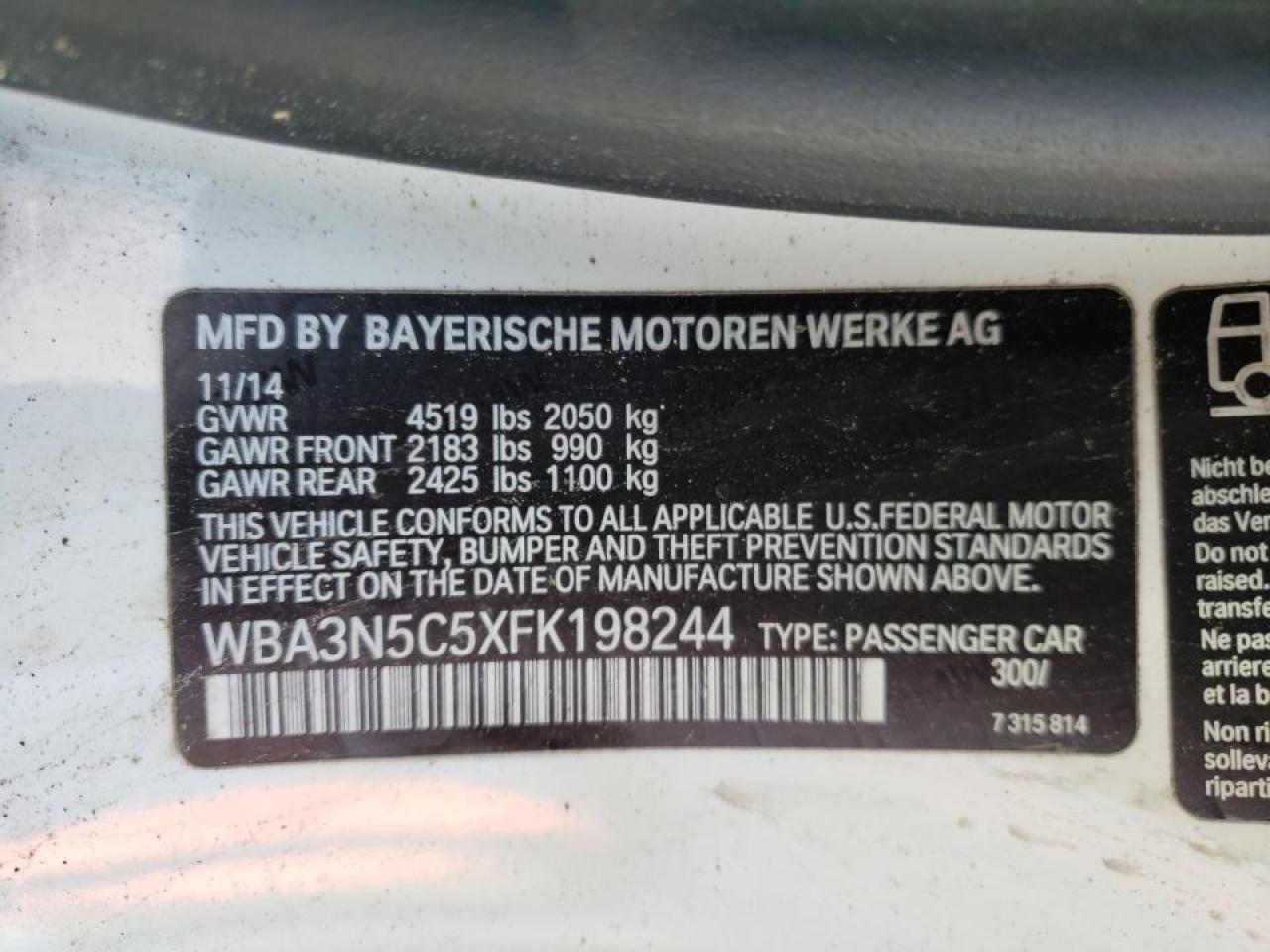 Photo 10 from auction – 2015 BMW 428 XI with VIN WBA3N5C5XFK198244