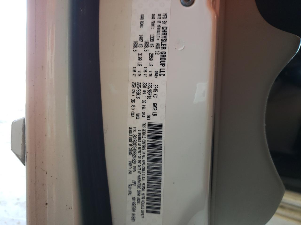 Photo 10 from auction – 2013 DODGE GRAND CARA with VIN 2C4RDGCG4DR524020