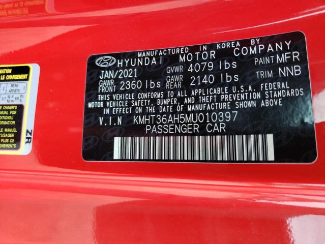 Photo 10 from auction – 2021 HYUNDAI VELOSTER N with VIN KMHT36AH5MU010397