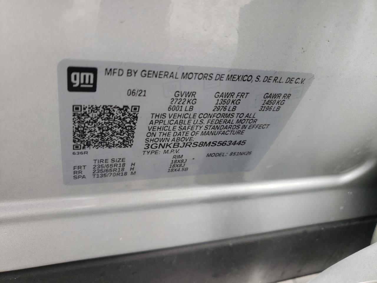 Photo 10 from auction – 2021 CHEVROLET BLAZER 3LT with VIN 3GNKBJRS8MS563445