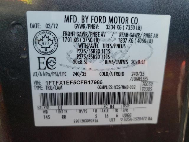 Photo 10 from auction – 2012 FORD F150 SUPER with VIN 1FTFX1EF5CFB17986