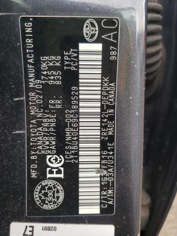 Zdjęcie 10 z aukcji – 2009 TOYOTA COROLLA BA z VIN 2T1BU40E69C189529