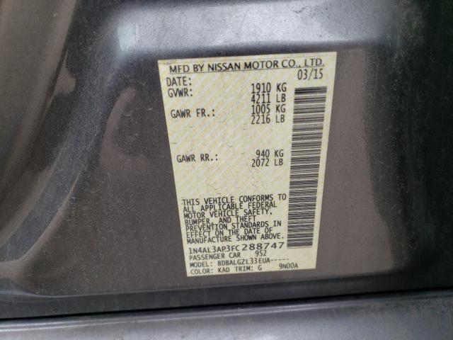 Photo 1 from auction – 2015 NISSAN ALTIMA 2.5 with VIN 1N4AL3AP3FC288747