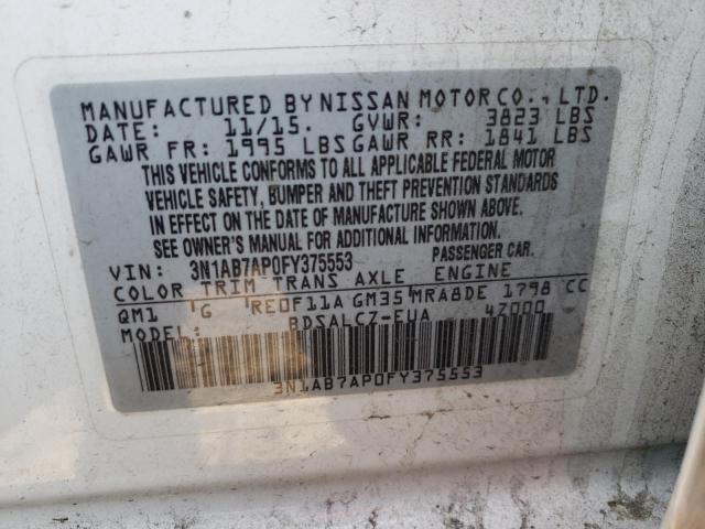 Photo 10 from auction – 2015 NISSAN SENTRA with VIN 3N1AB7AP0FY375553