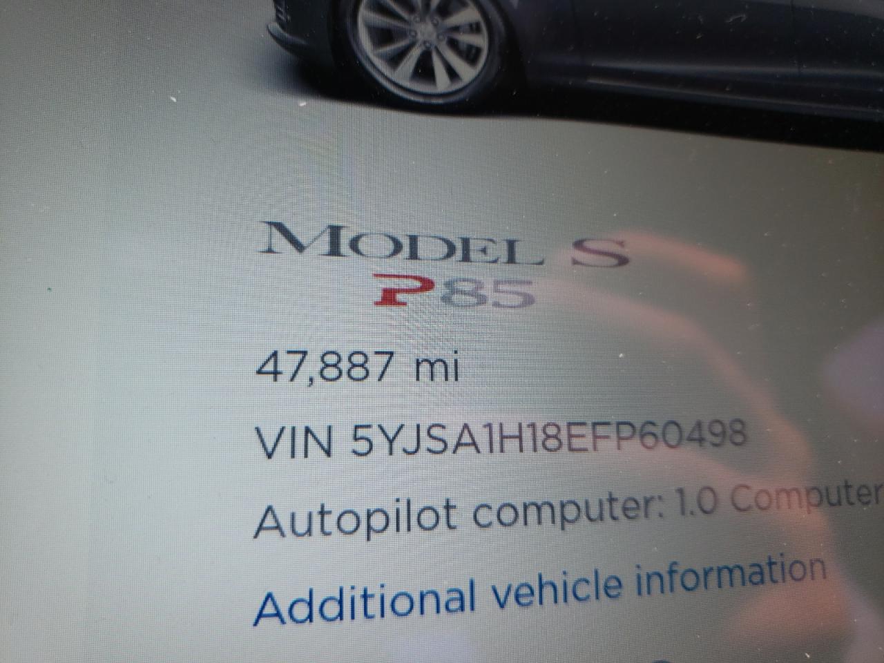 Photo 8 from auction – 2014 TESLA MODEL S with VIN 5YJSA1H18EFP60498
