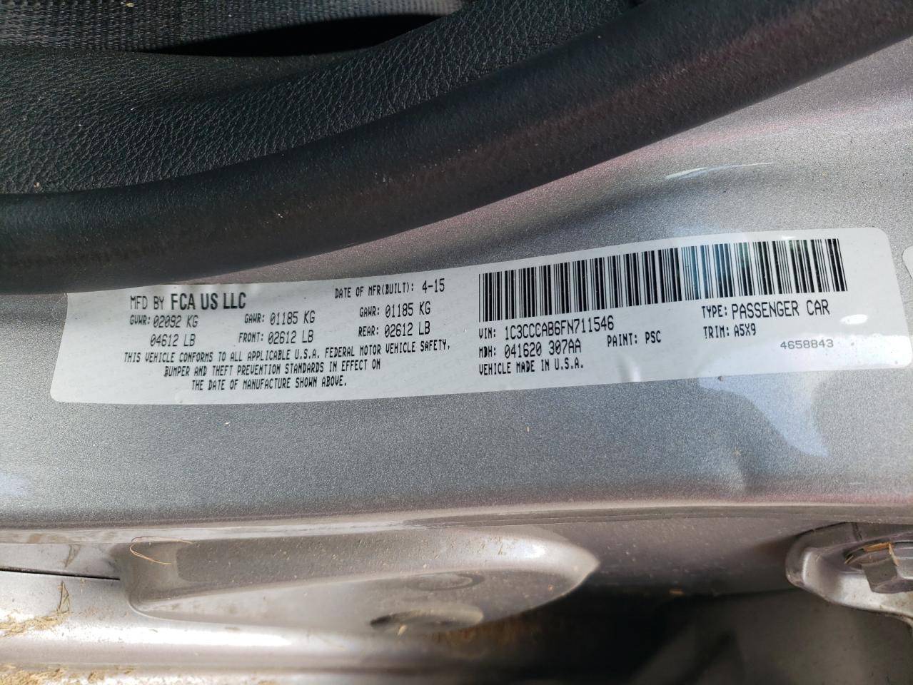 Photo 10 from auction – 2015 CHRYSLER 200 LIMITE with VIN 1C3CCCAB6FN711546