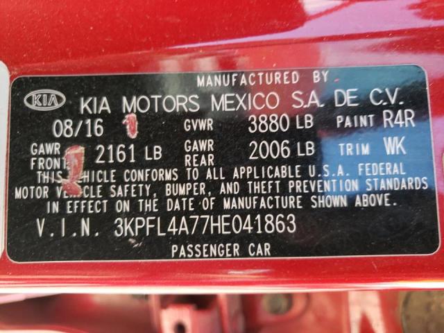 Photo 10 from auction – 2017 KIA FORTE LX with VIN 3KPFL4A77HE041863