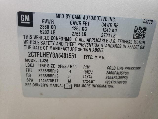 Photo 10 from auction – 2010 GMC TERRAIN SL with VIN 2CTFLHEY8A6401551