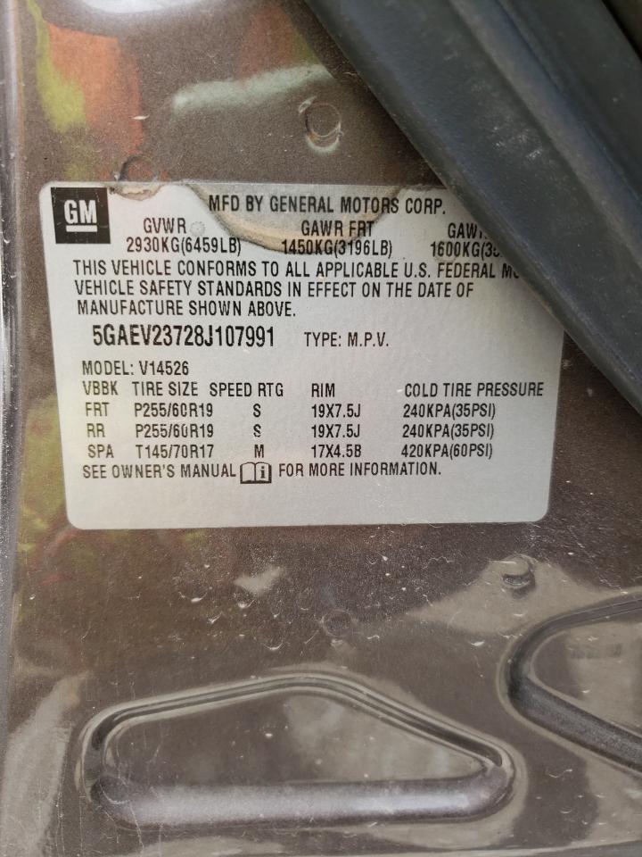 Photo 10 from auction – 2008 BUICK ENCLAVE CX with VIN 5GAEV23728J107991