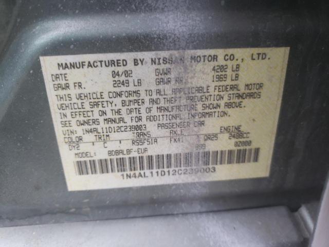 Photo 10 from auction – 2002 NISSAN ALTIMA with VIN 1N4AL11D12C239003