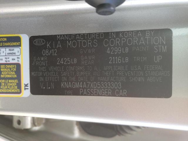 Photo 10 from auction – 2013 KIA OPTIMA LX with VIN KNAGM4A7XD5333303