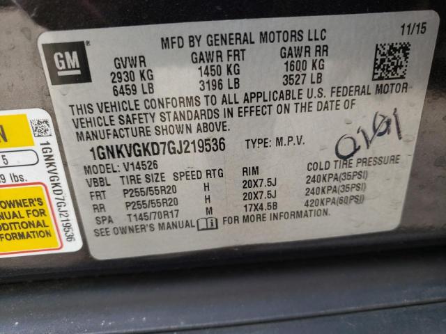 Photo 10 from auction – 2016 CHEVROLET TRAVERSE L with VIN 1GNKVGKD7GJ219536