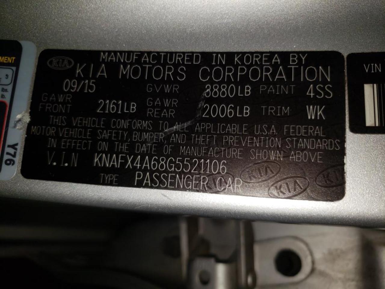 Photo 10 from auction – 2016 KIA FORTE with VIN KNAFX4A68G5521106