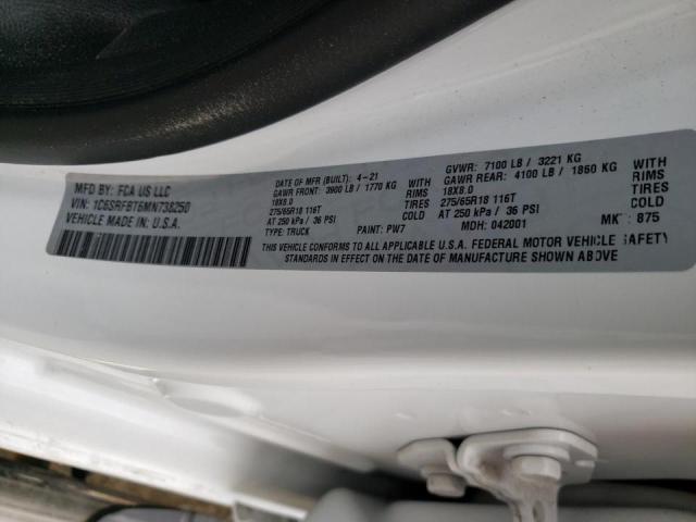 Photo 10 from auction – 2021 RAM 1500 BIG H with VIN 1C6SRFBT6MN738250