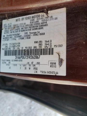 Photo 10 from auction – 2015 FORD FUSION S with VIN 3FA6P0G72FR262867