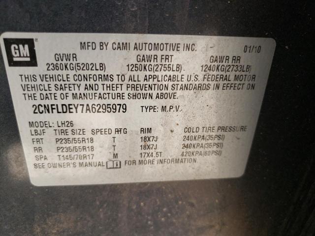 Photo 10 from auction – 2010 CHEVROLET EQUINOX LT with VIN 2CNFLDEY7A6295979