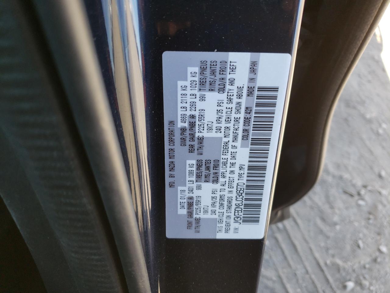 Photo 10 from auction – 2018 MAZDA CX-5 GRAND with VIN JM3KFBDM8J0346970