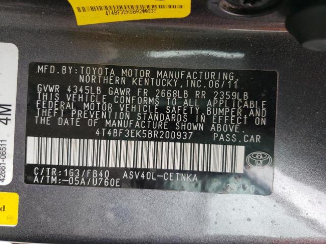 Photo 10 from auction – 2011 TOYOTA CAMRY BASE with VIN 4T4BF3EK5BR200937