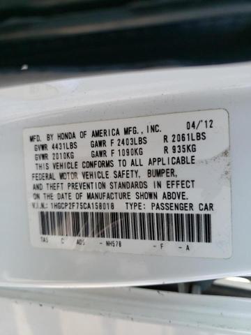 Photo 10 from auction – 2012 HONDA ACCORD EX with VIN 1HGCP2F75CA158018