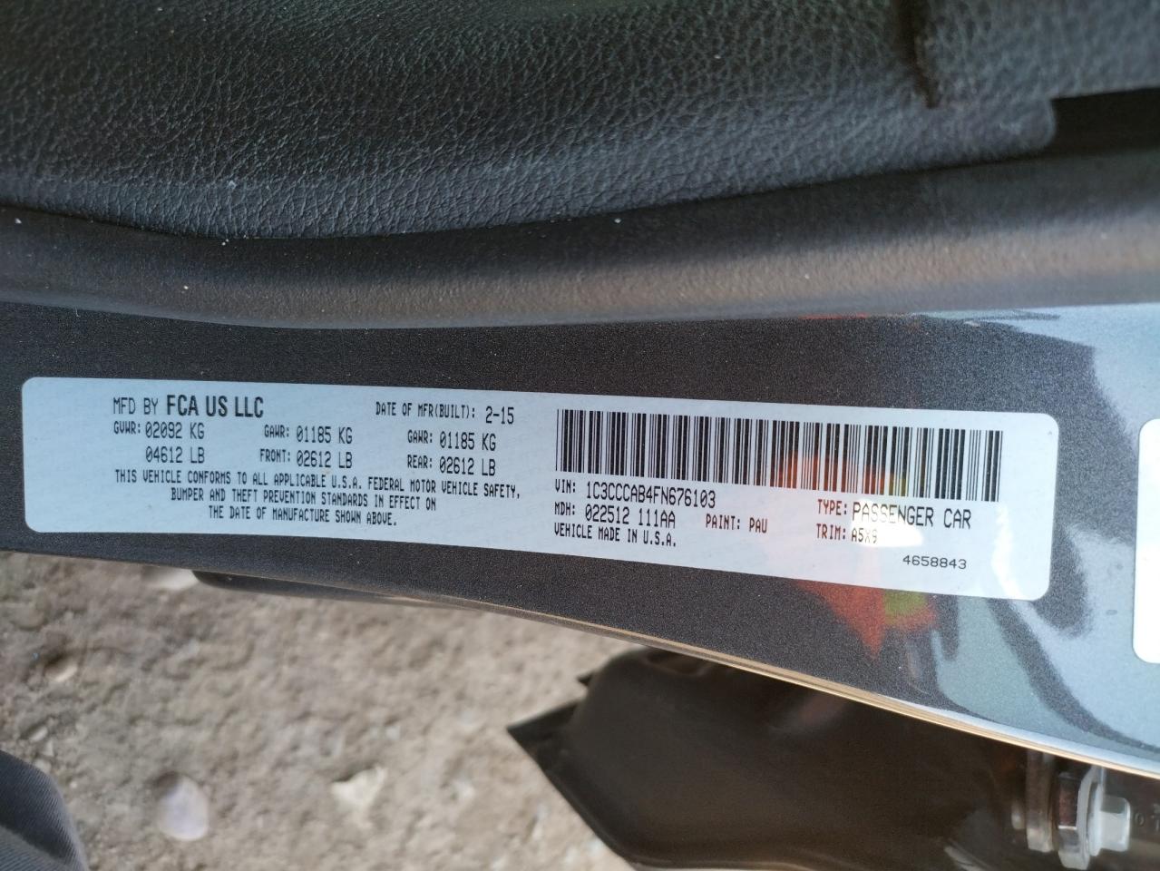 Photo 10 from auction – 2015 CHRYSLER 200 LIMITE with VIN 1C3CCCAB4FN676103