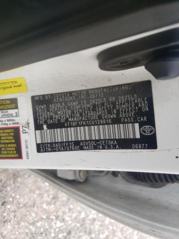 Photo 10 from auction – 2012 TOYOTA CAMRY BASE with VIN 4T1BF1FK1CU129816