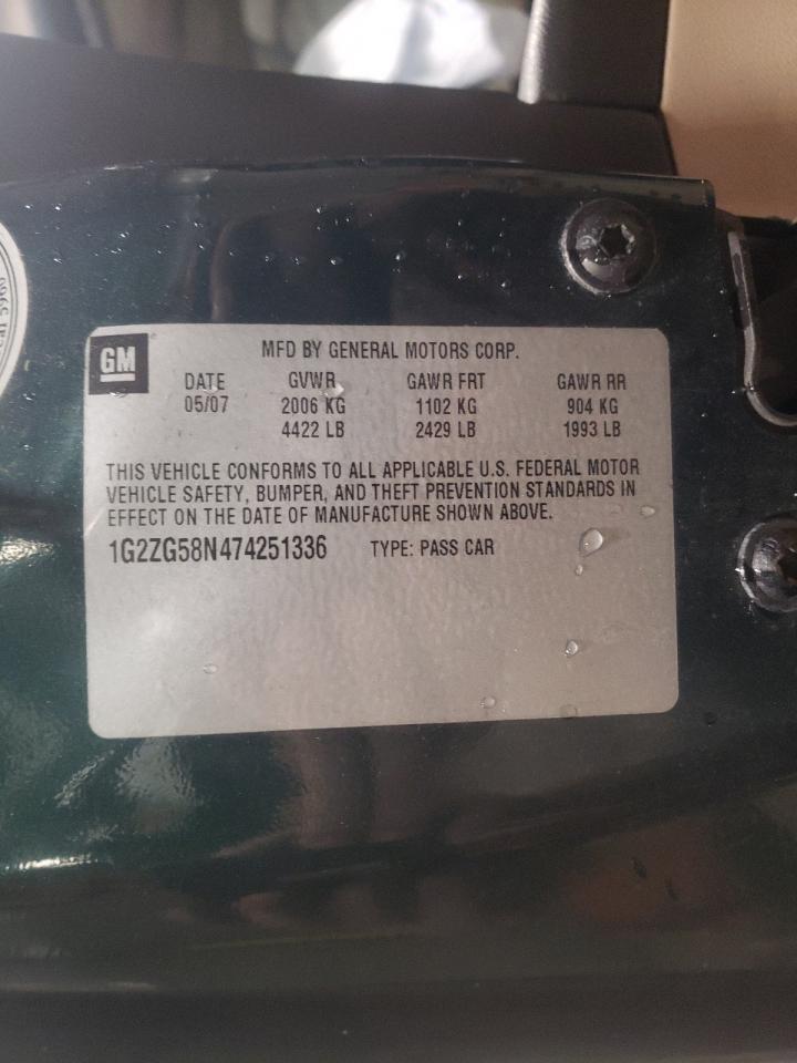 Photo 10 from auction – 2007 PONTIAC G6 BASE with VIN 1G2ZG58N474251336