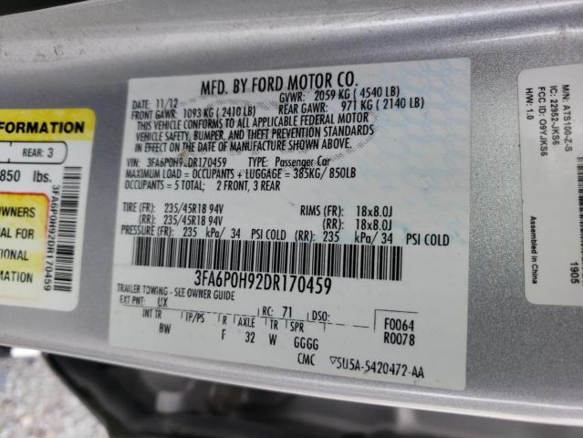 Photo 10 from auction – 2013 FORD FUSION SE with VIN 3FA6P0H92DR170459