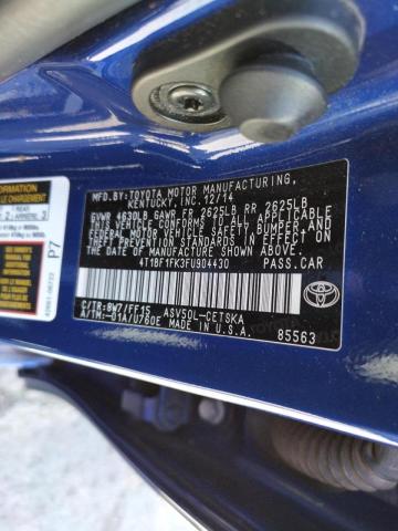 Photo 10 from auction – 2015 TOYOTA CAMRY LE with VIN 4T1BF1FK3FU904430
