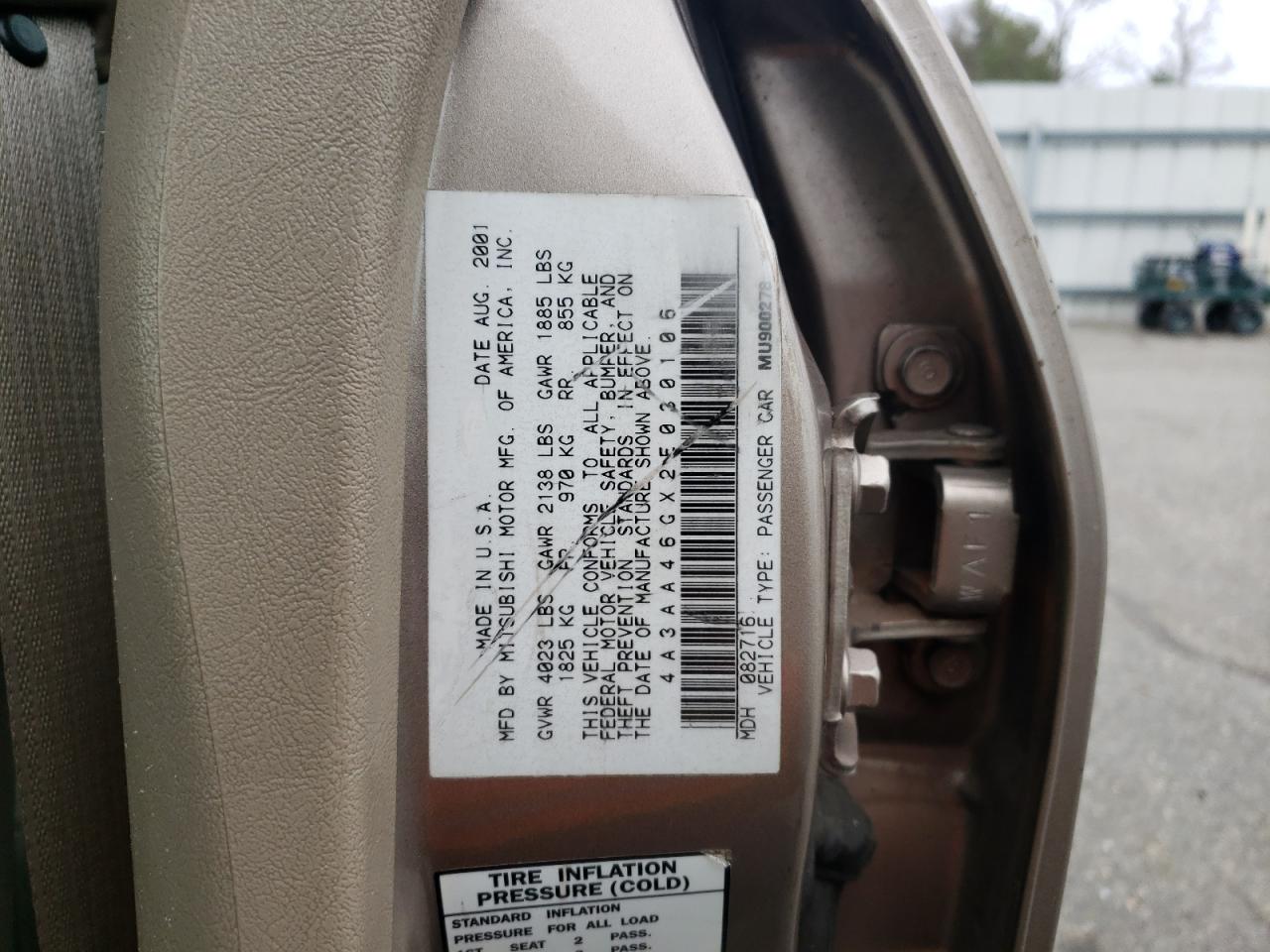 Photo 10 from auction – 2002 MITSUBISHI GALANT ES with VIN 4A3AA46GX2E030106