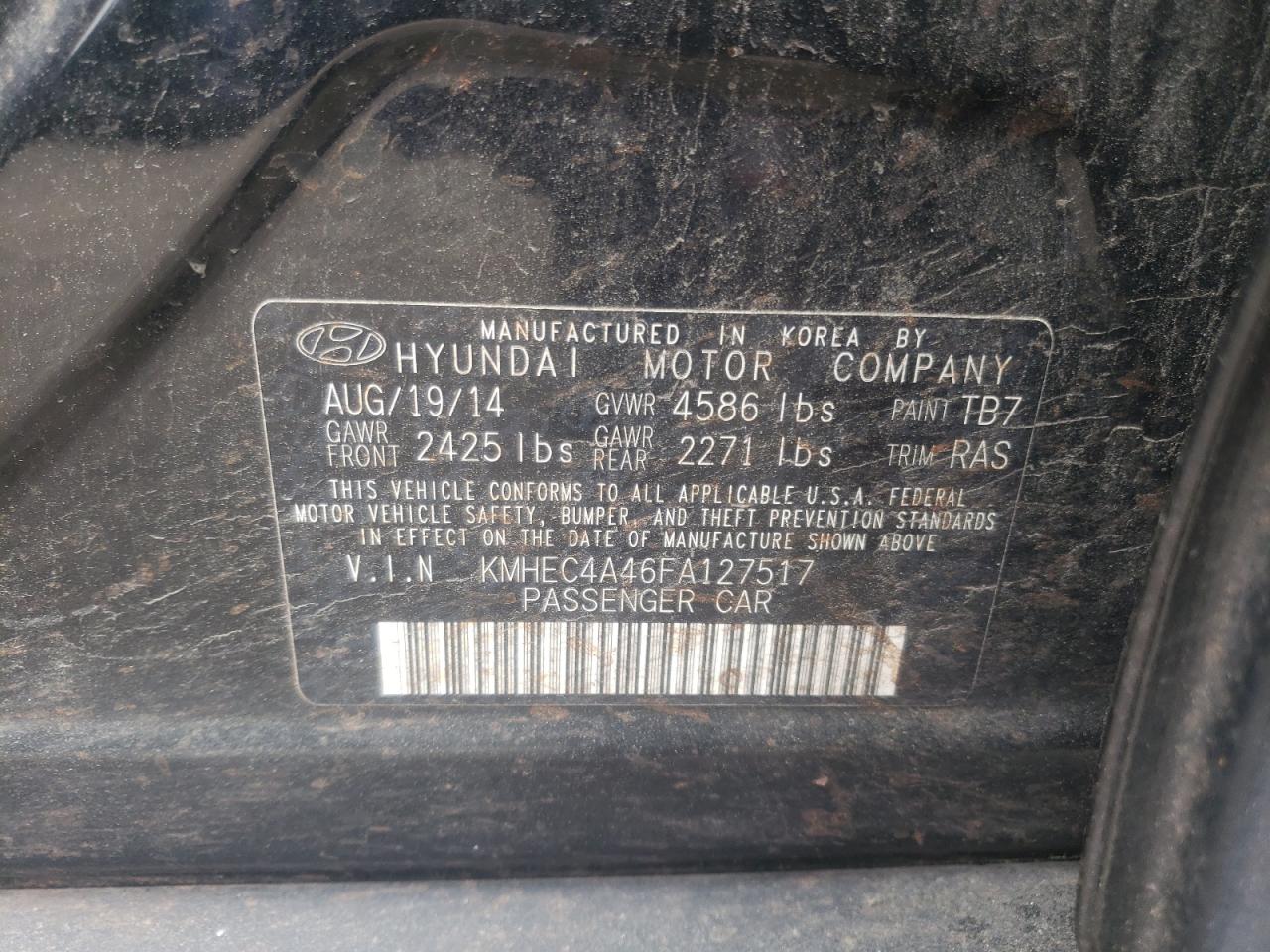 Photo 10 from auction – 2015 HYUNDAI SONATA HYB with VIN KMHEC4A46FA127517