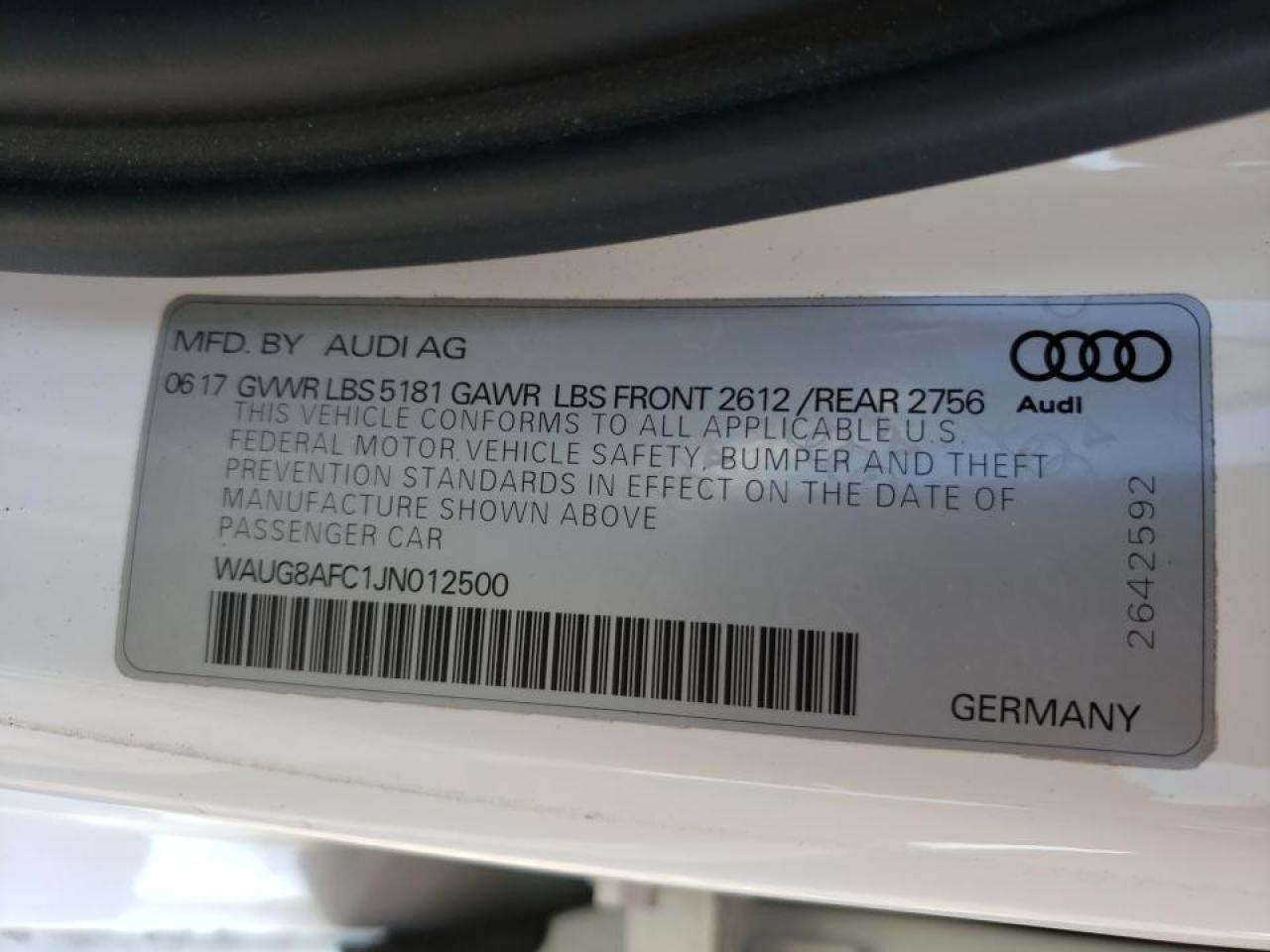 Photo 10 from auction – 2018 AUDI A6 PREMIUM with VIN WAUG8AFC1JN012500