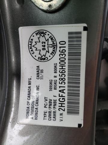 Photo 10 from auction – 2006 HONDA CIVIC EX with VIN 2HGFA15856H003610