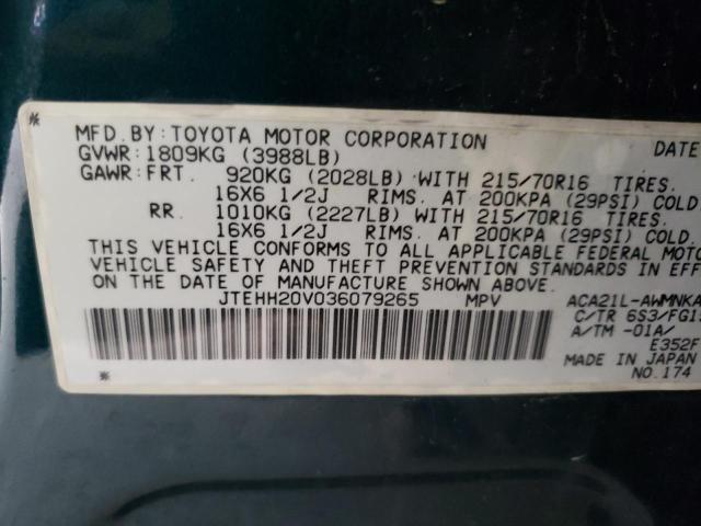 TOYOTA RAV4 2003 with VIN JTEHH20V036079265 - Photo from auction