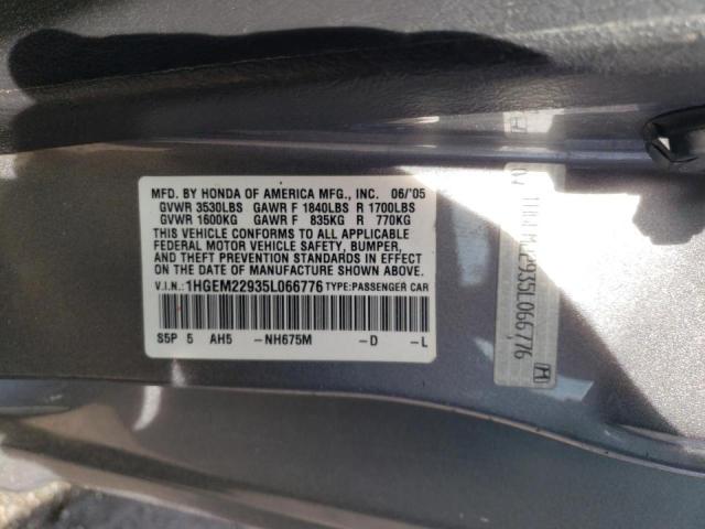 Photo 10 from auction – 2005 HONDA CIVIC EX with VIN 1HGEM22935L066776