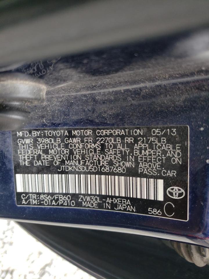 Photo 10 from auction – 2013 TOYOTA PRIUS with VIN JTDKN3DU5D1687680