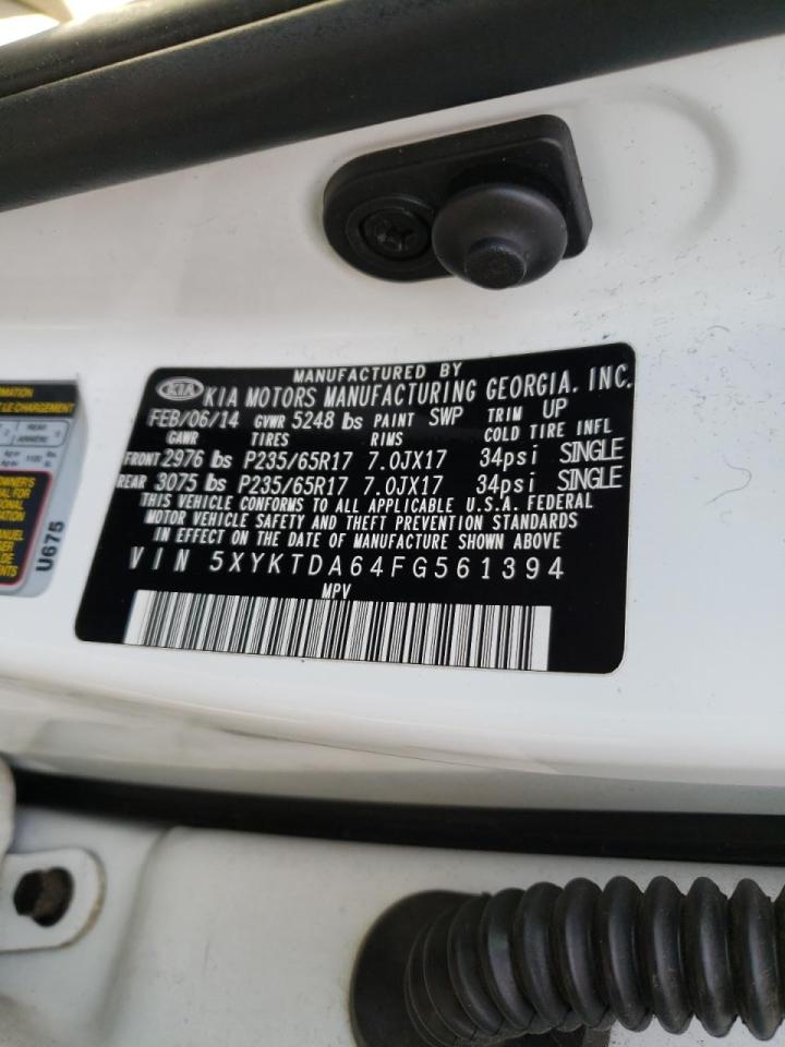 Photo 10 from auction – 2015 KIA SORENTO LX with VIN 5XYKTDA64FG561394