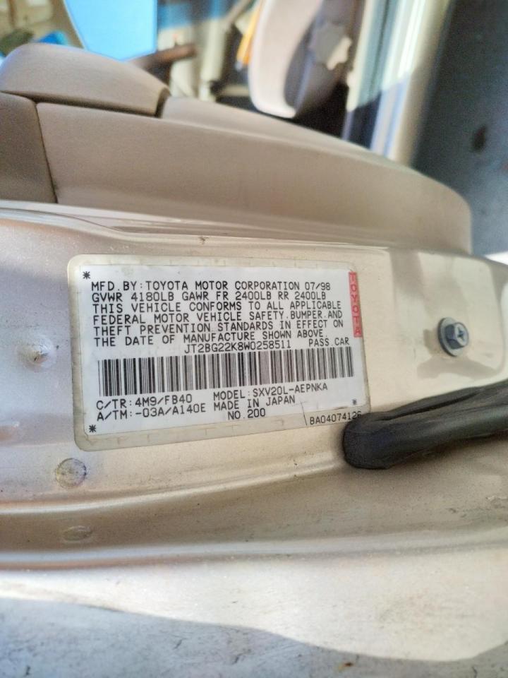 Photo 10 from auction – 1998 TOYOTA CAMRY CE with VIN JT2BG22K8W0258511