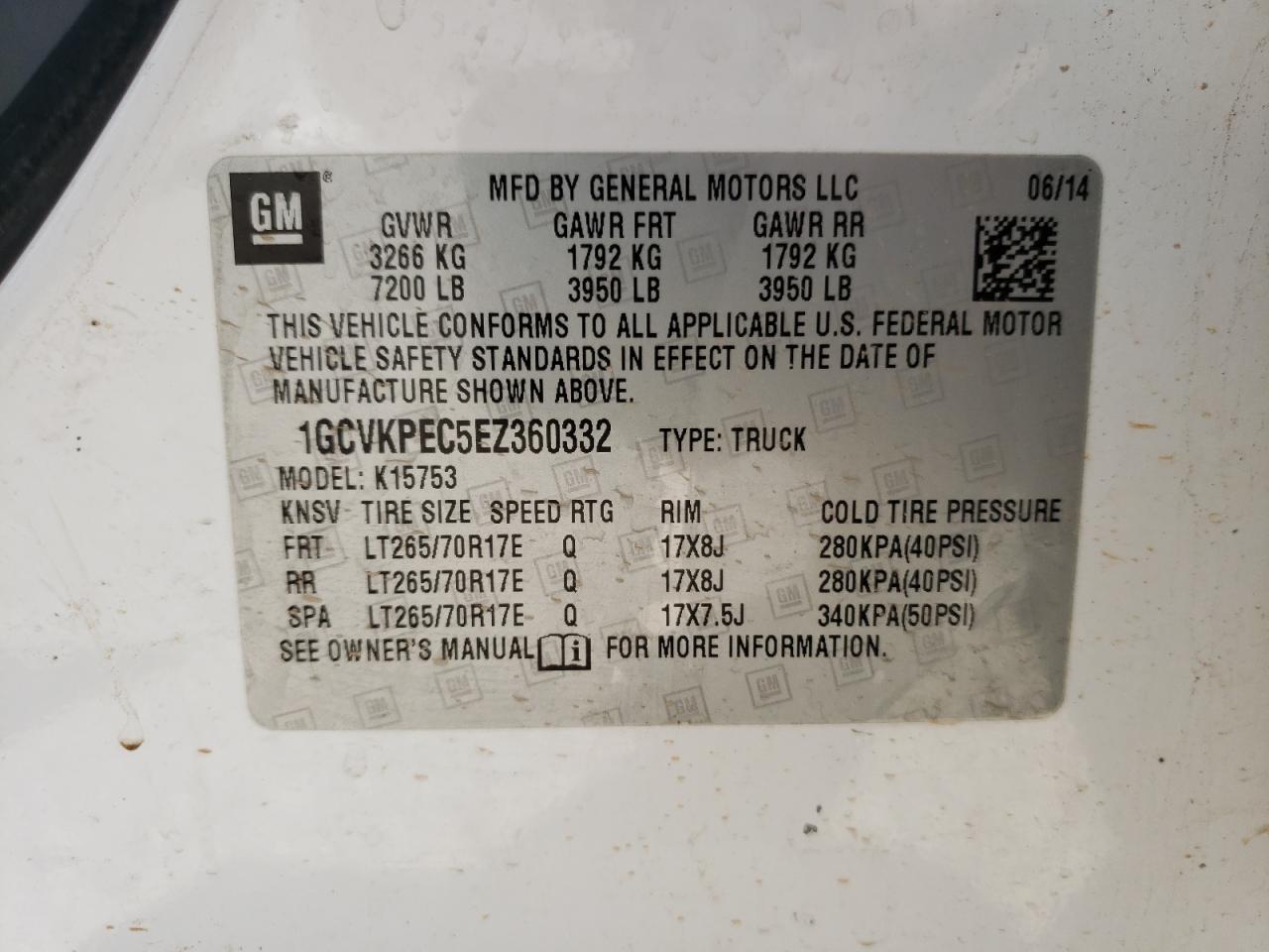 Photo 10 from auction – 2014 CHEVROLET SILVERADO with VIN 1GCVKPEC5EZ360332