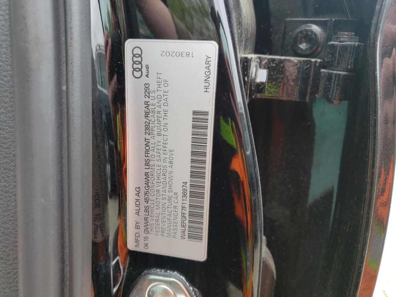 Photo 10 from auction – 2015 AUDI A3 PREMIUM with VIN WAUEFGFF7F1136974