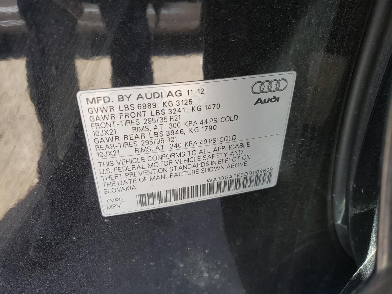 Photo 10 from auction – 2013 AUDI Q7 PRESTIG with VIN WA1DGAFE0DD008808