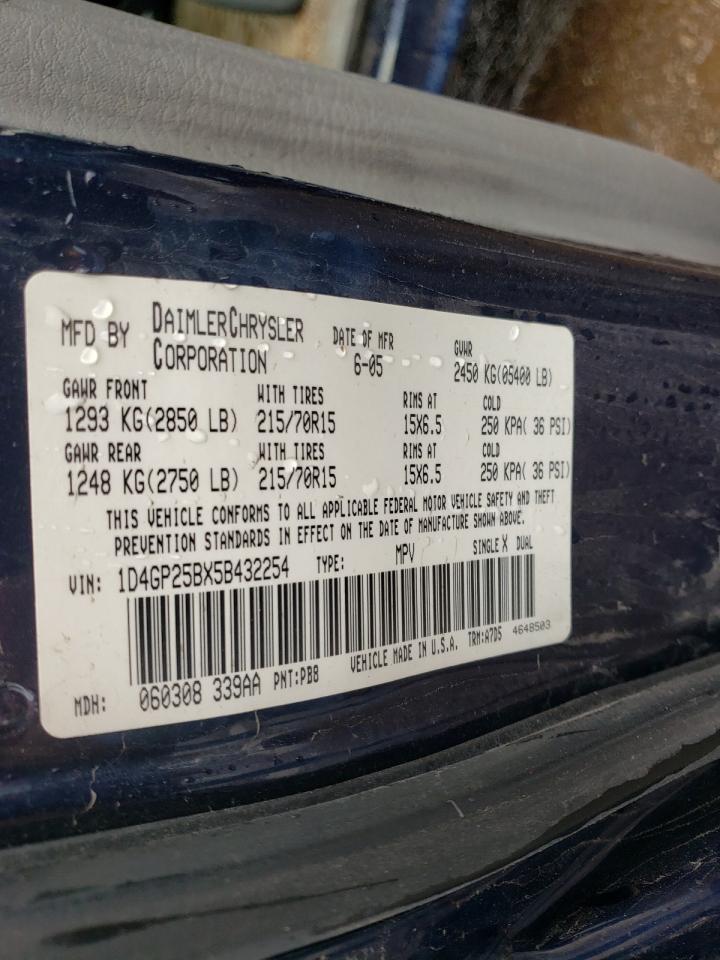Photo 10 from auction – 2005 DODGE CARAVAN SE with VIN 1D4GP25BX5B432254