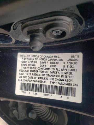 Photo 10 from auction – 2018 HONDA CIVIC LX with VIN 2HGFC2F56JH603436