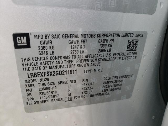 Photo 10 from auction – 2016 BUICK ENVISION P with VIN LRBFXFSX2GD211611