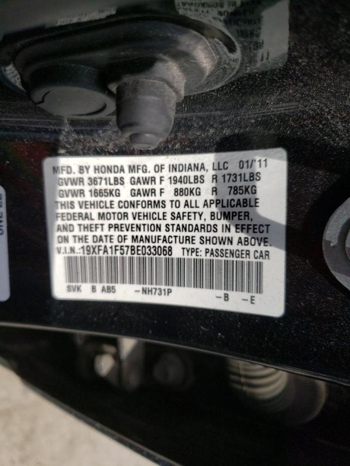 Photo 10 from auction – 2011 HONDA CIVIC LX with VIN 19XFA1F57BE033068