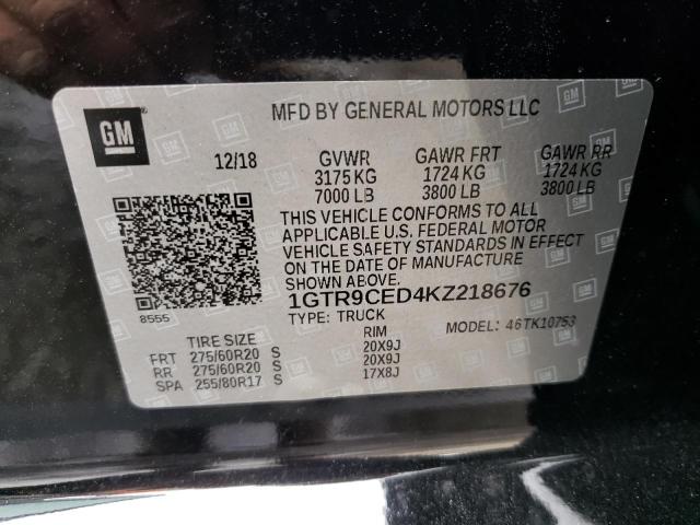 Photo 10 from auction – 2019 GMC SIERRA K15 with VIN 1GTR9CED4KZ218676